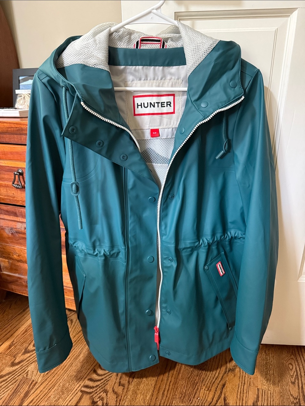 Hunter Teal Hooded Rain Jacket